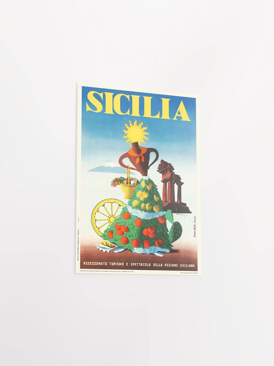 Italy, Sicily (Sicilia), 1950 — retro vintage travel poster product image (8)