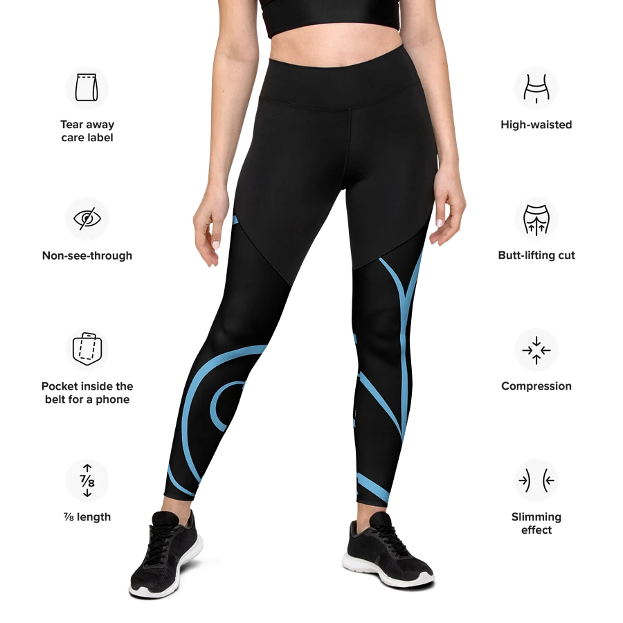 Flowing Blue Flourish All-Over Print Sports Leggings product image (2)