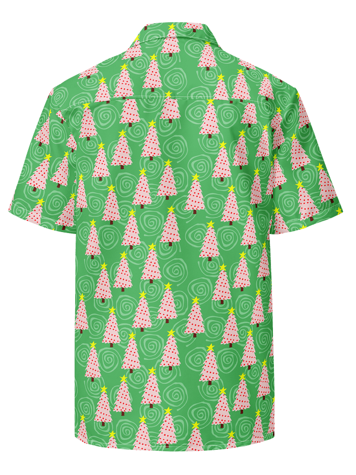 Pink Christmas Trees on Mint Green Oversized Button-Down Shirt product image (2)