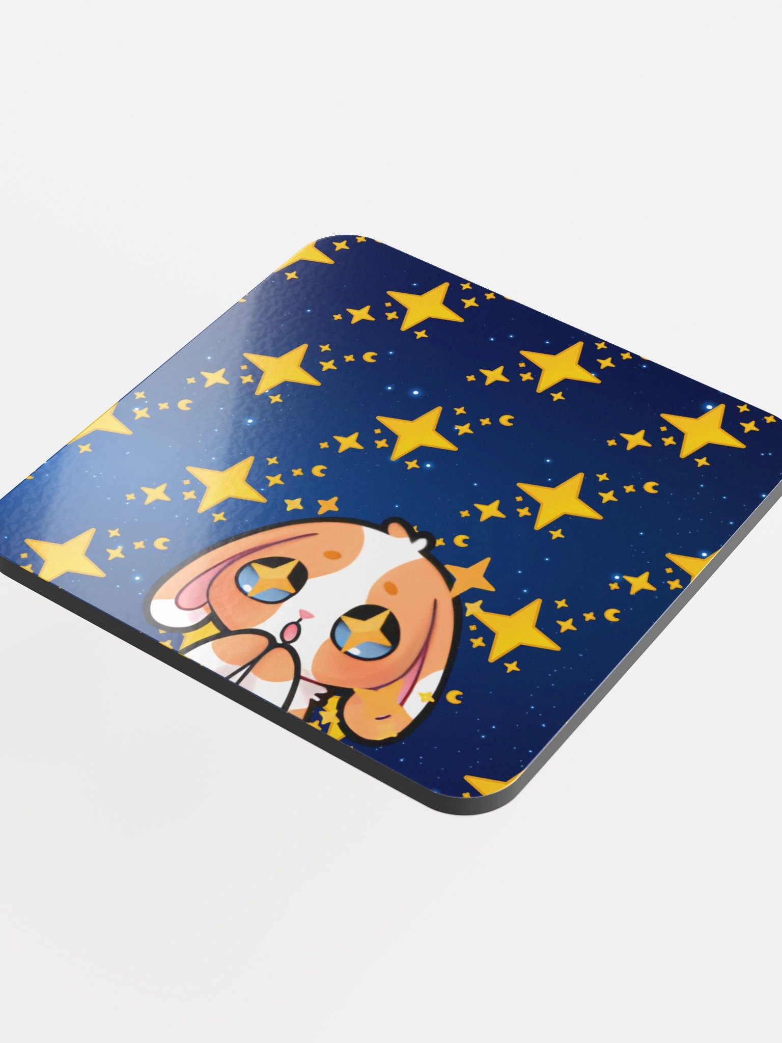 Starry-Eyed Bunny Glossed Cork Coaster product image (4)