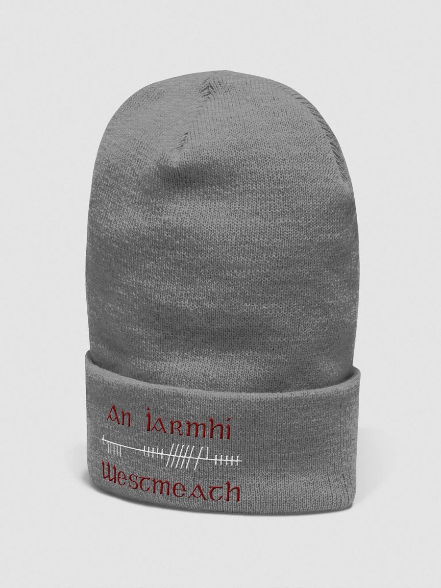Westmeath/An Iarmhí Orthodox style Ogham, Maroon and white, embroidered Cuffed Beanie product image (2)