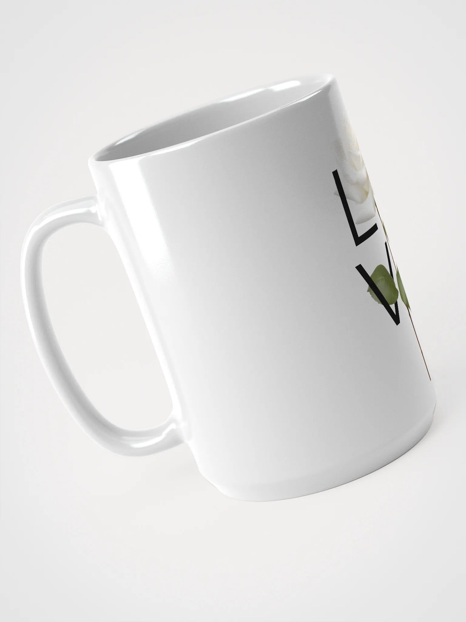'Love' White Rose White Glossy Mug product image (4)