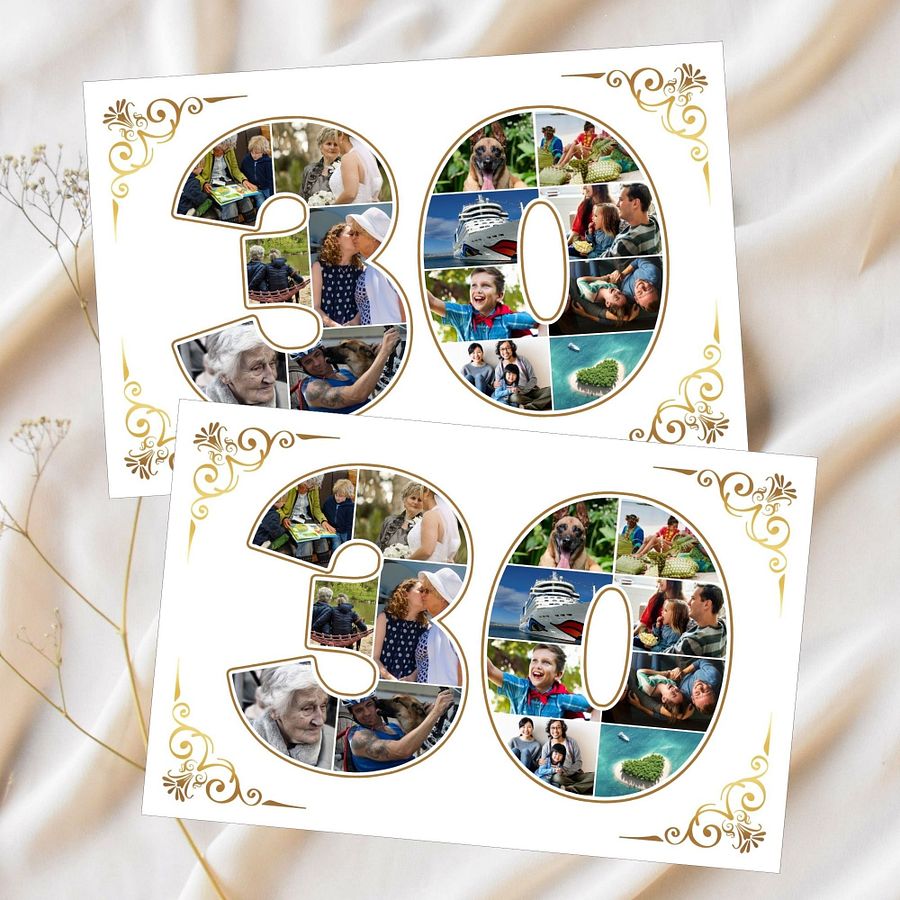 Thirty Year Celebration Card Photo Collage Canva Template product image (3)