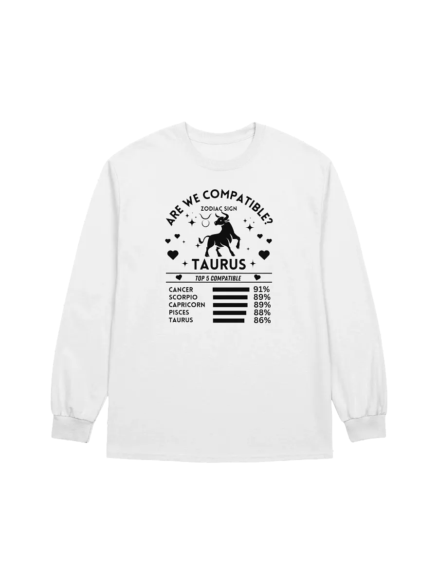Taurus Zodiac Sign Romantic Compatibility - Gildan Ultra Cotton Unisex Long Sleeve T-Shirt - Light Colors product image (2)