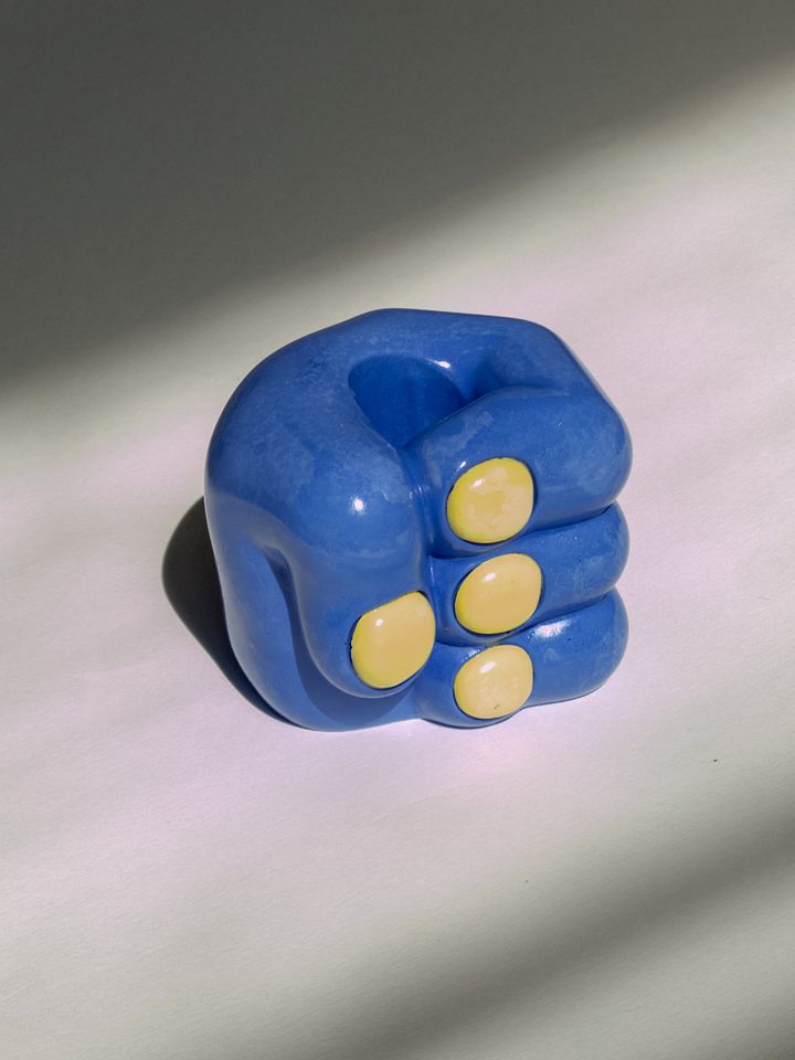 Hand Candleholder - Blue and Lime product image (1)