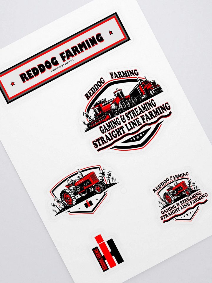 Kiss Cut Sticker Sheet with Custom Background with reddog farming logo product image (1)