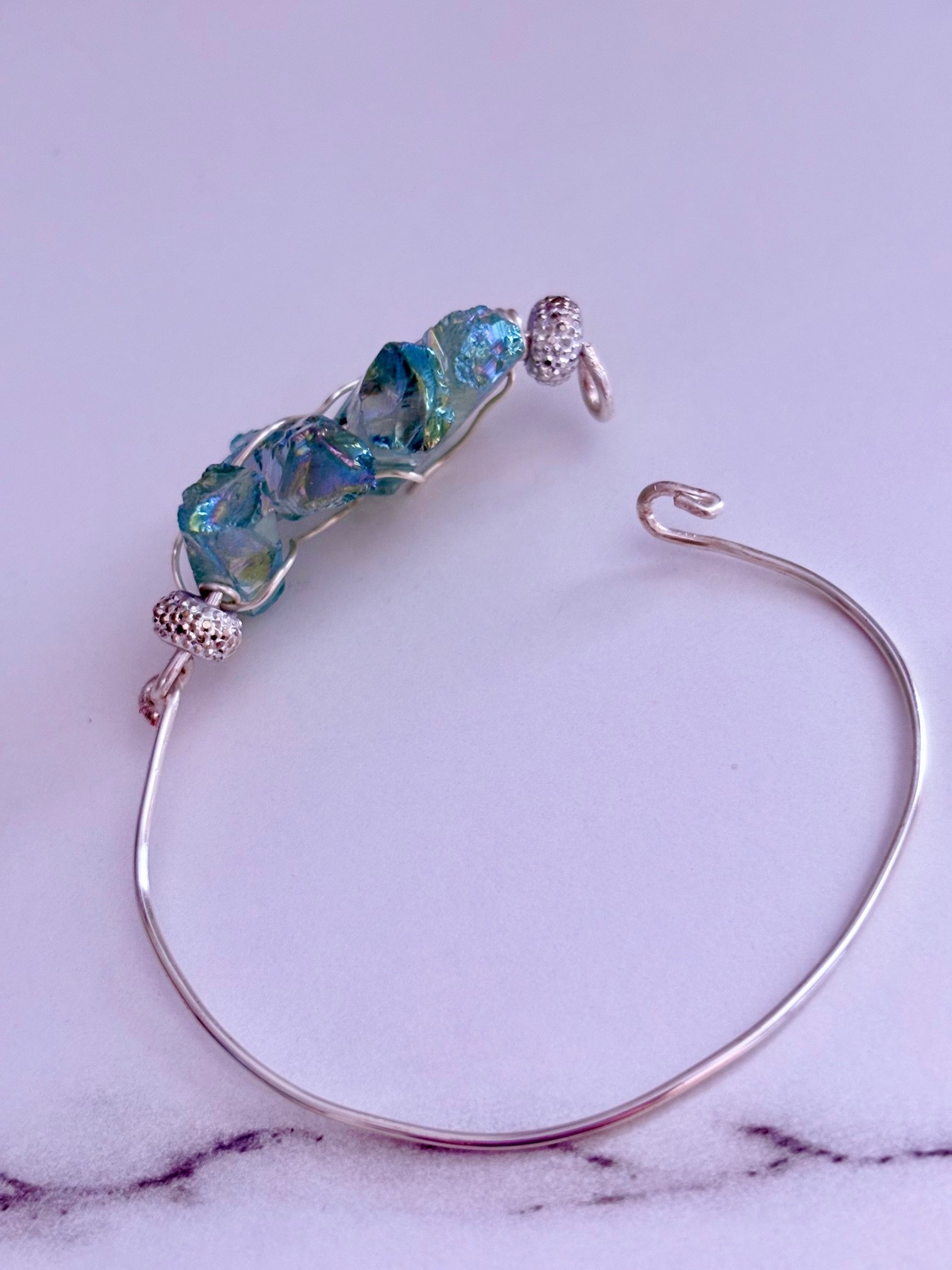 MFD-00171 | Handmade 7" Wire Wrapped Bracelet | Light Green Crystals | Coastal Charm Jewelry by Monique Faella Designs™ product image (6)
