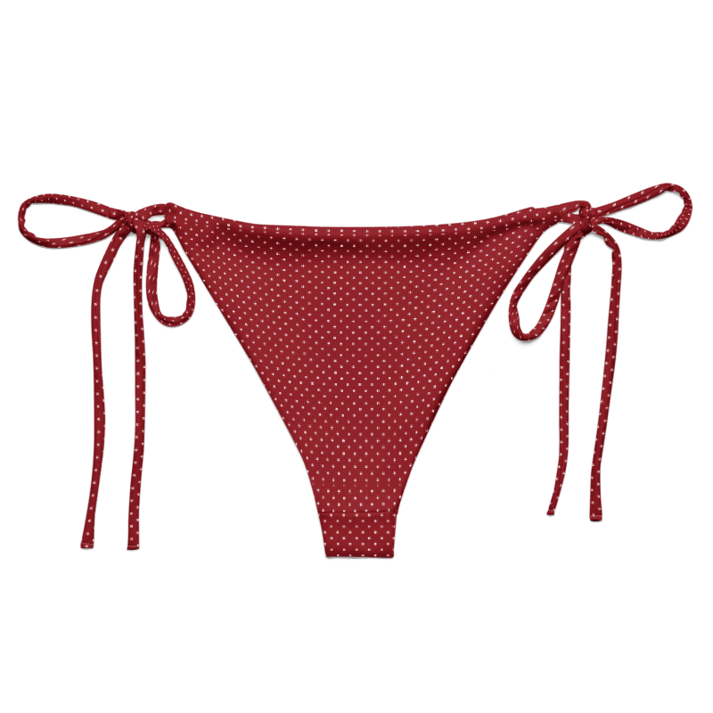 Low Rise Cheeky String Bikini Bottoms, Cherry Red Polka Dot product image (2)