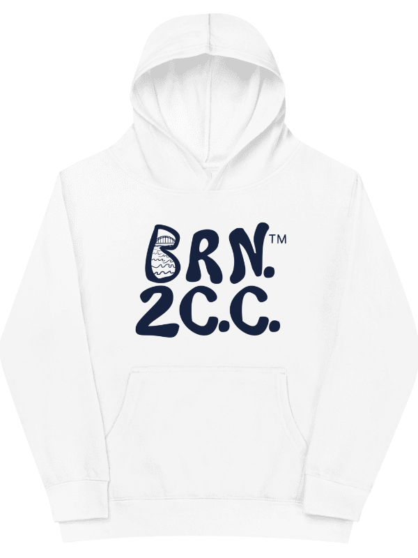 Girls' | BOURNE to Cape Cod™ | DTG Vintage Print | Youth Hooded Fleece Pullover | Cozy Coastal Adventure | Navy Logo product image (1)