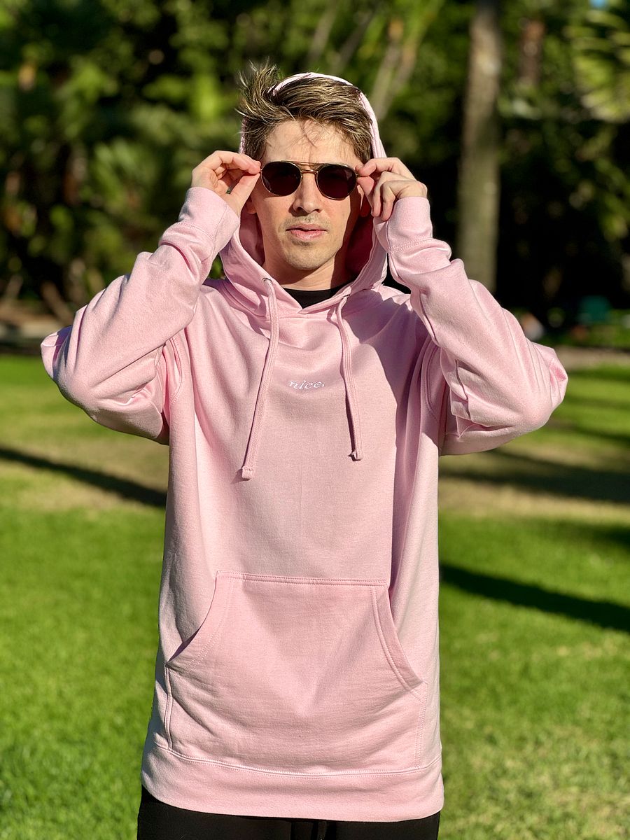 Nice. Embroidered Hoodie (Pink/White) product image (6)