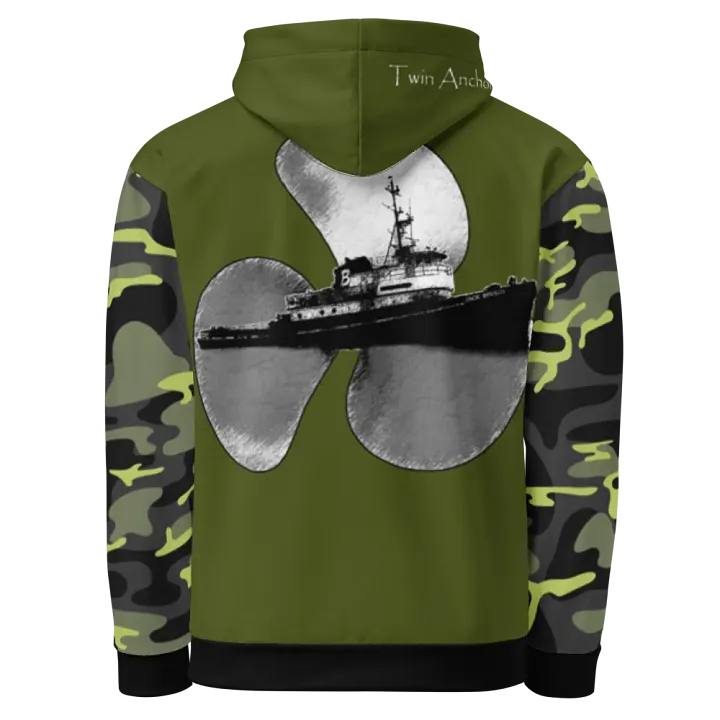 Camouflage & Green Three blade prop & Jack tug Hoodie product image (1)