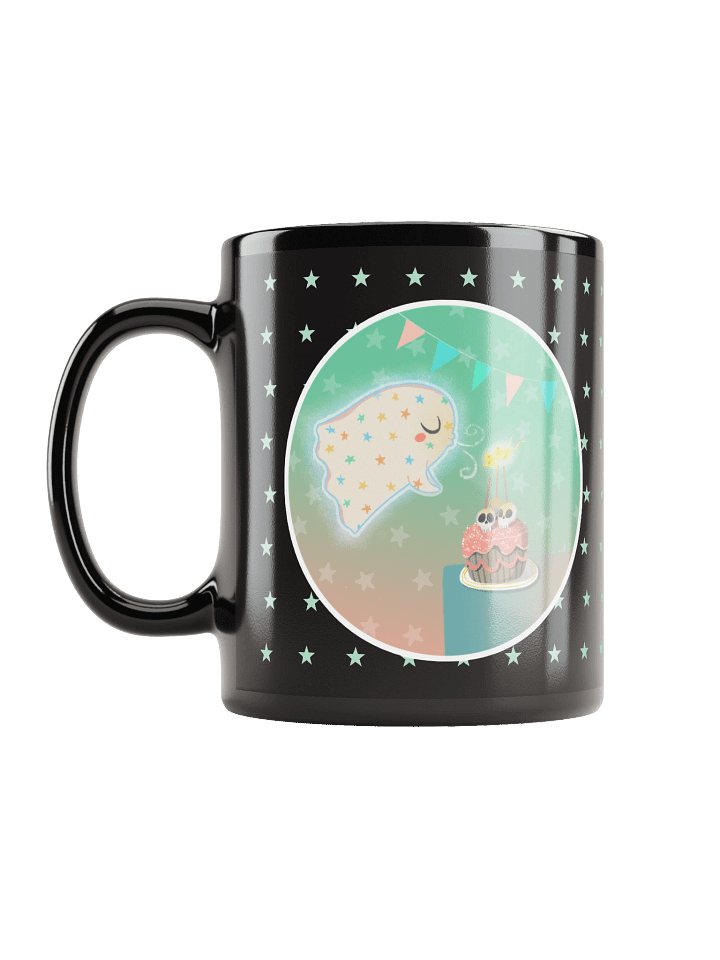 Pastel Little Ghost Birthday Cake - Black Ceramic Birthday Mug product image (1)