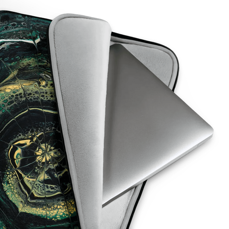 'Midnight Halo' - Abstract Acrylic Ring Pour Print, Laptop Sleeve product image (3)