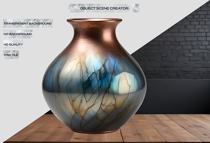 Stellar Luxe – Labradorite & Copper Globe Vase PNG product image (2)