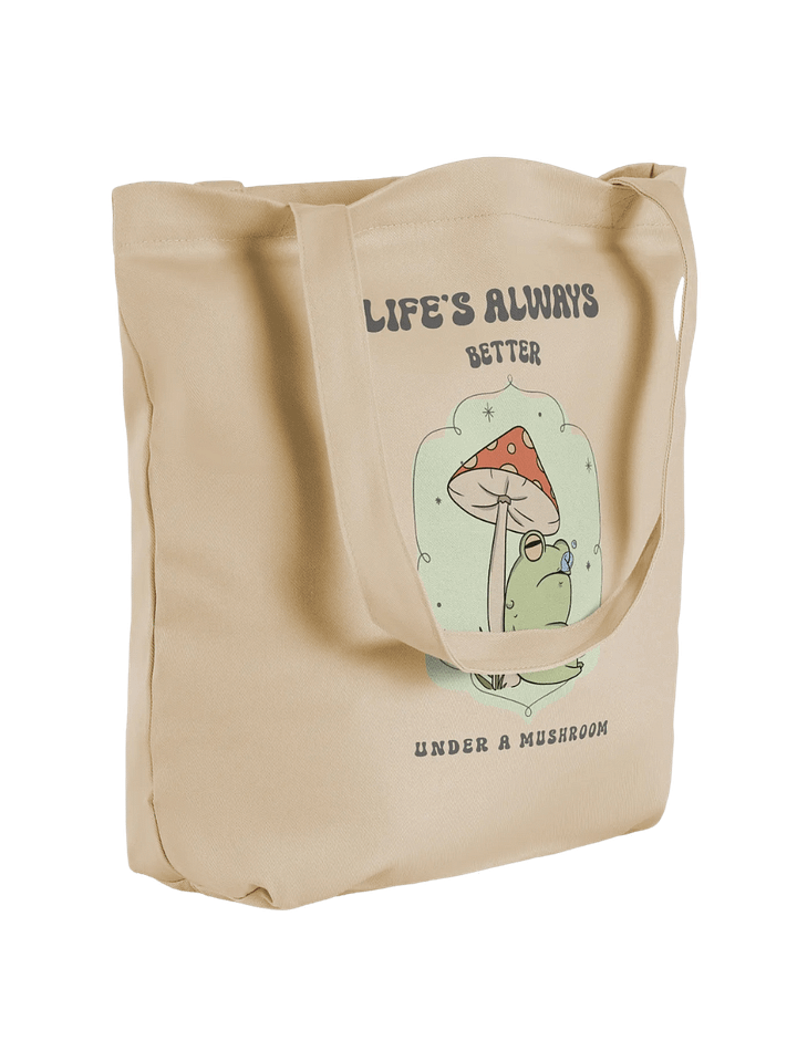 Funny Frog Mushroom Tote Bag– Life’s Better Under a Mushroom product image (1)