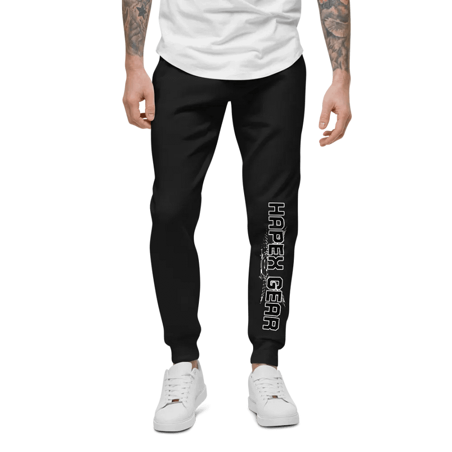 Unisex Fleece Joggers - Black HApex Gear White Logo product image (6)