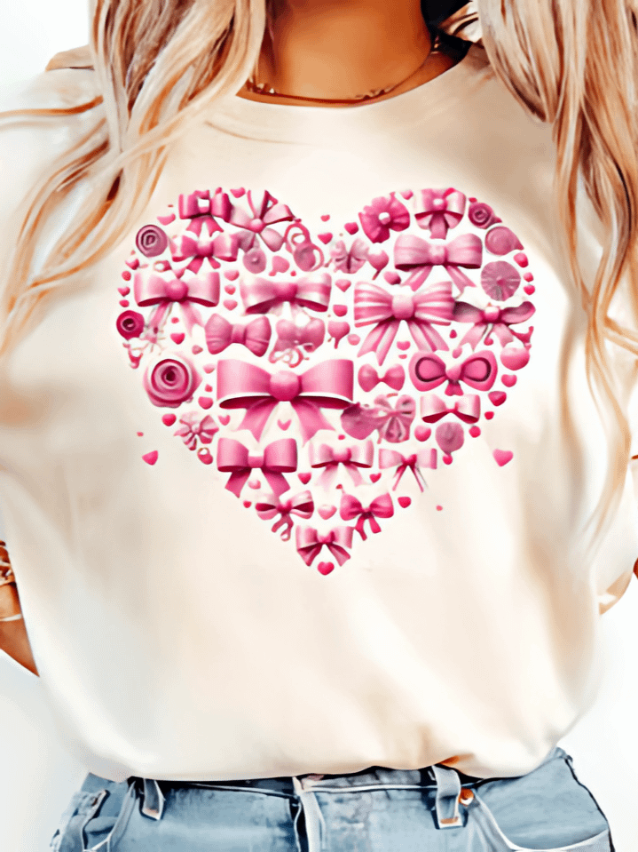 Coquette Pink Bow Heart Sublimation Design – Cute Valentine’s Art for Girls – 300 DPI PNG Digital Download product image (1)