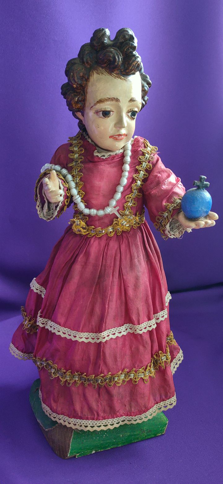 Relíquia Sagrada, Raro Menino Jesus de Praga, obra-prima da arte sacra, século XVIII, peça religiosa, luxo product image (2)