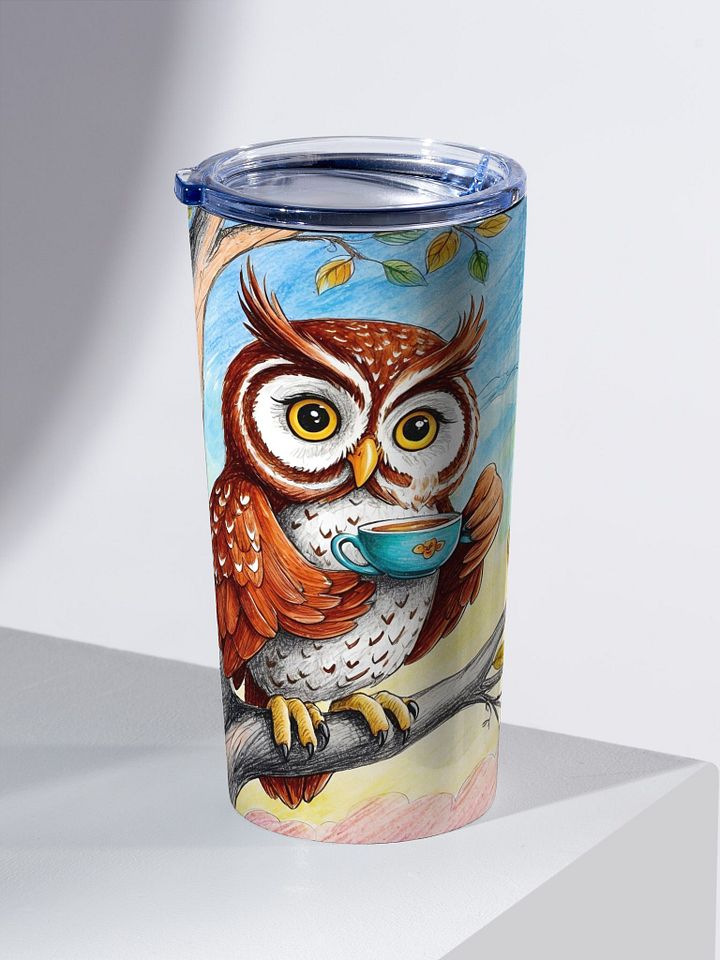 Morning Coffee Owl 20oz Stainless Steel Tumbler product image (2)