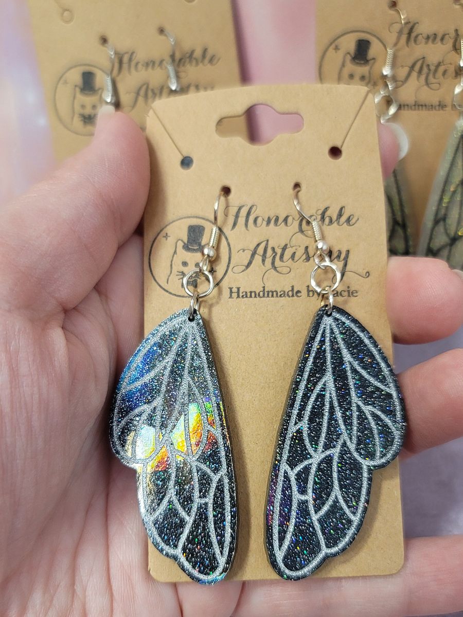 Holographic Fairy Wing Earrings Version 1 product image (7)