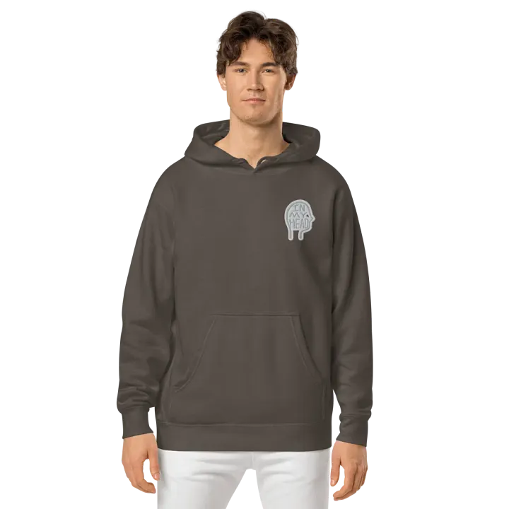 In My Head (L.C. grey bubble design 2) embroidered pigment hoodie product image (2)