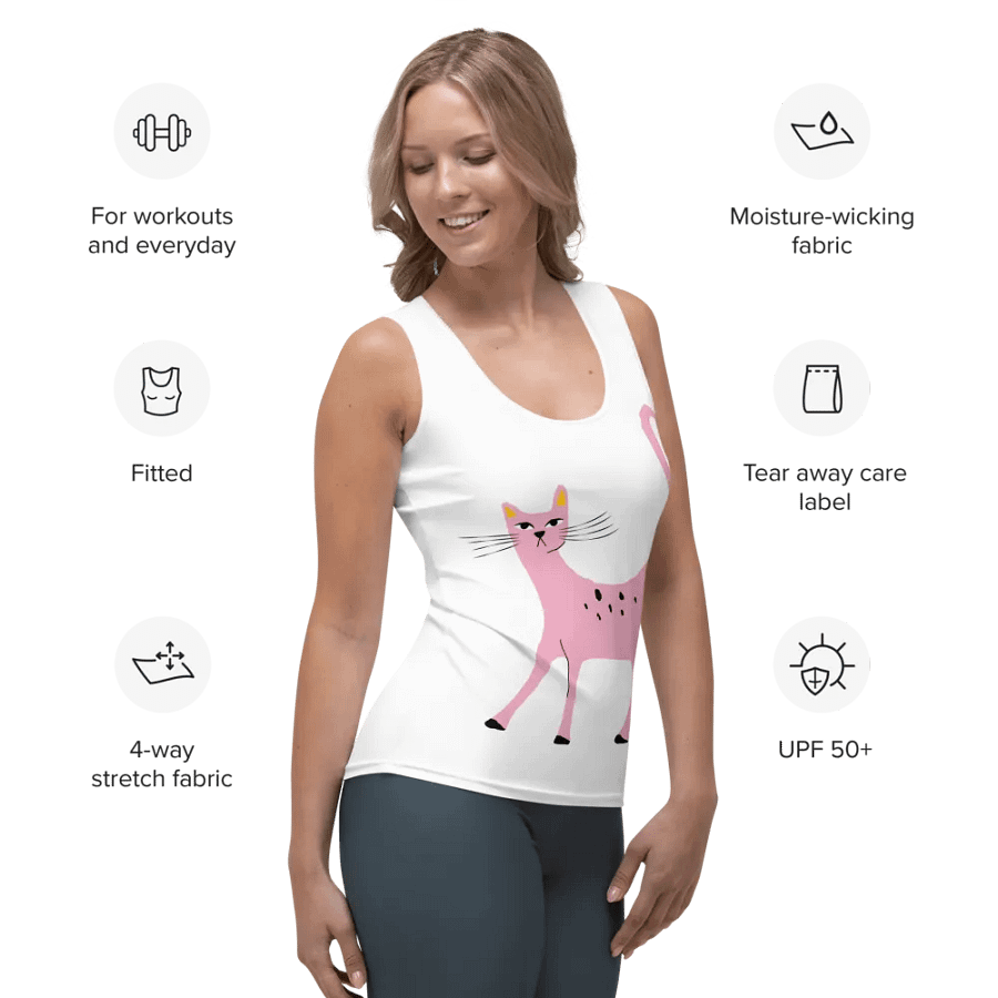 Stylish Pink Cat Tank Top product image (5)