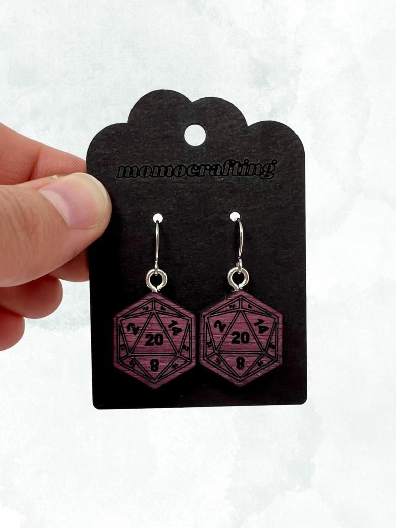 D20 Dangle Earrings (Purpleheart) product image (1)