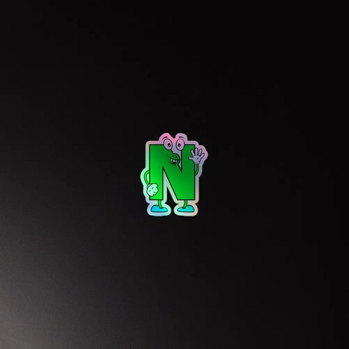 N Letter Cartoon Character Holographic Sticker product image (2)