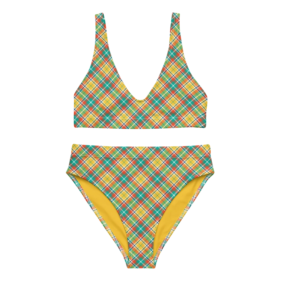 Yellow and Seafoam Green Plaid Bikini product image (2)