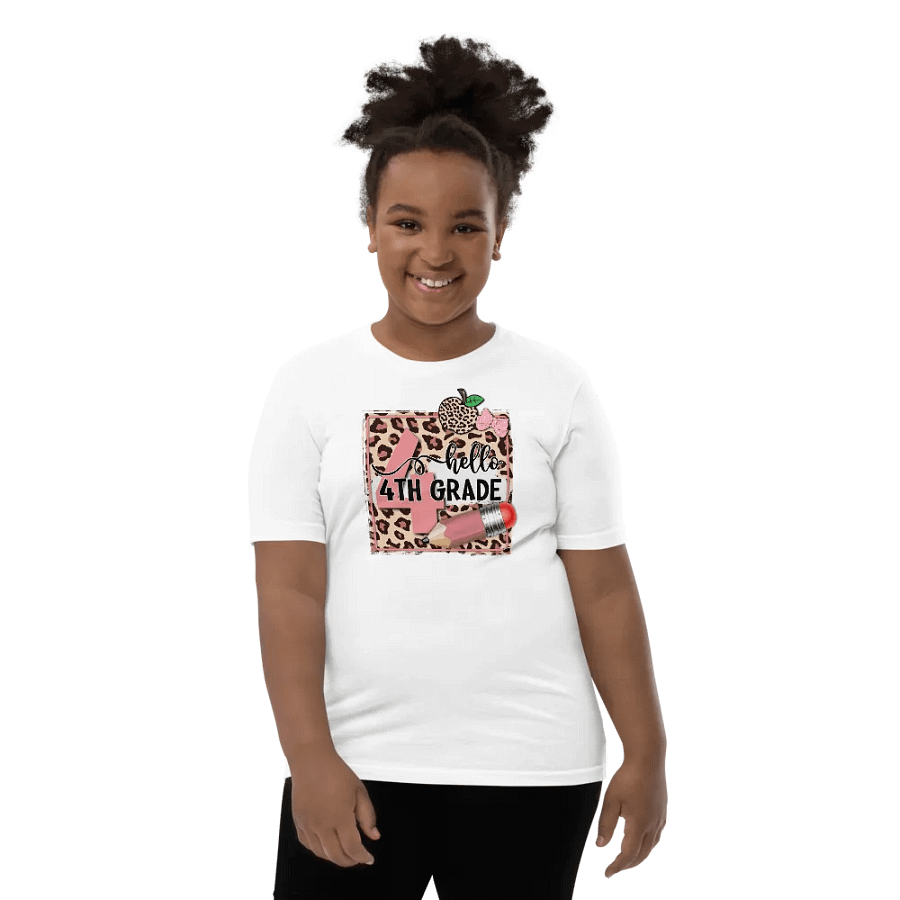 Hello 4th Grade Leopard Print Youth T-Shirt product image (1)