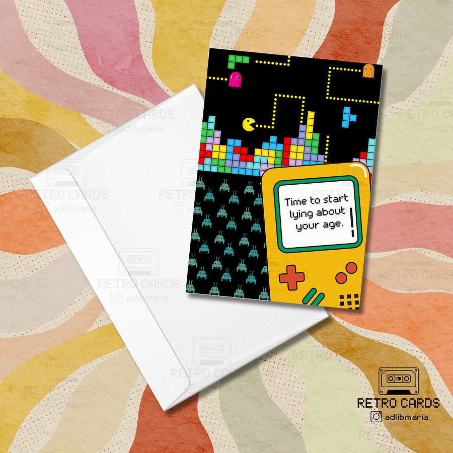 Printable Birthday Card Retro Greeting Card Time to Start Lying with Envelope product image (3)