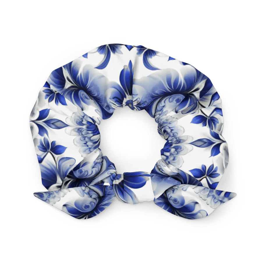 Hair Scrunchie - Blue and White Floral Pattern product image (2)