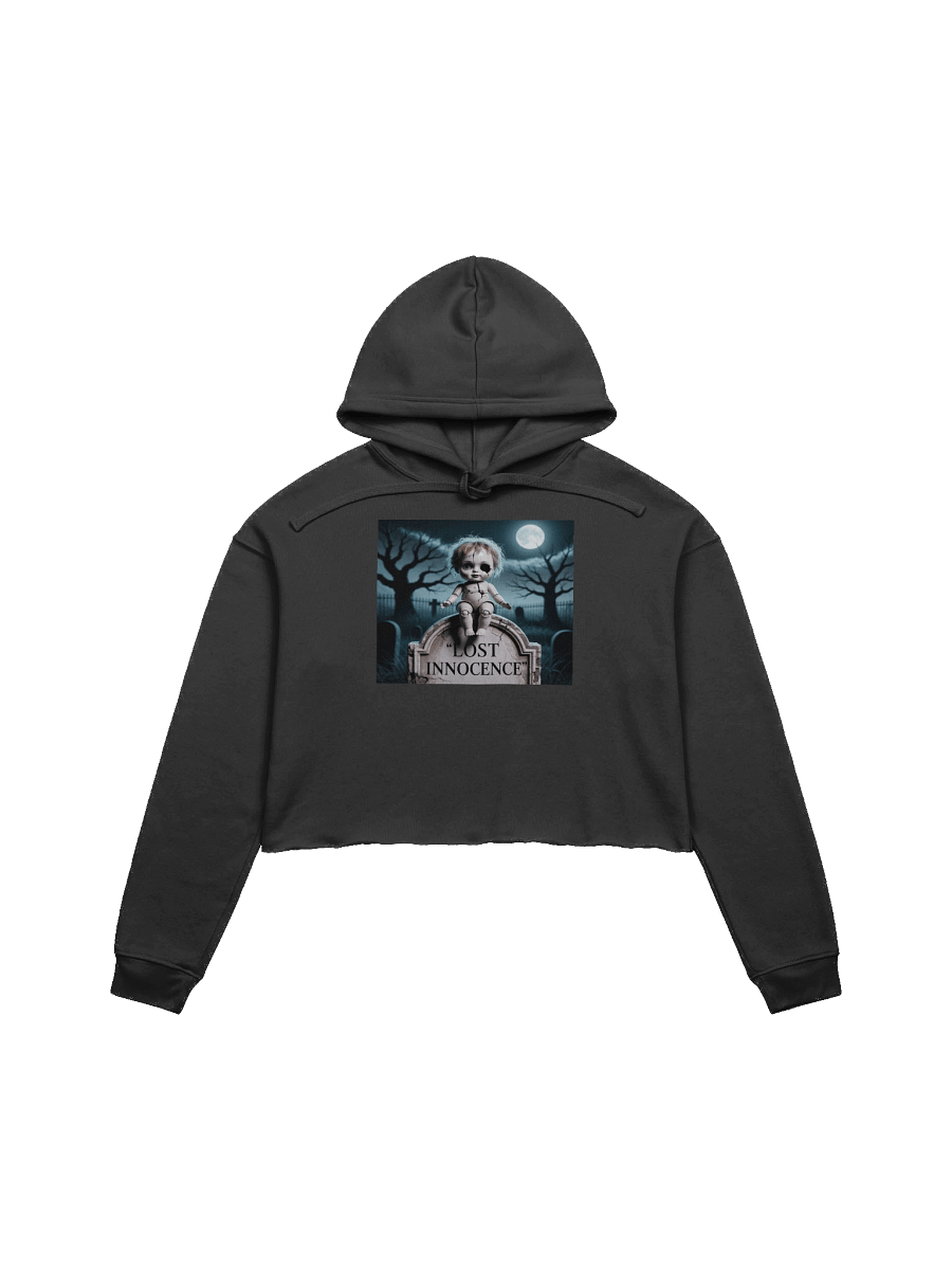 Midnight Veil Designs Gothic Women's Fleece Crop Hoodie - Eternal Night Black product image (1)