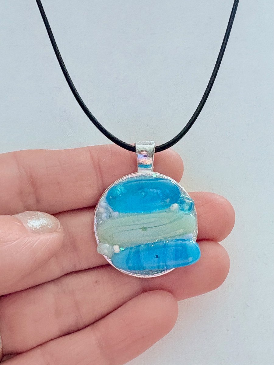 Coastal Calm Horizon Pendant Necklace | Handmade Glass Art Jewelry | Monique Faella Designs™ | MFD-00212 product image (3)