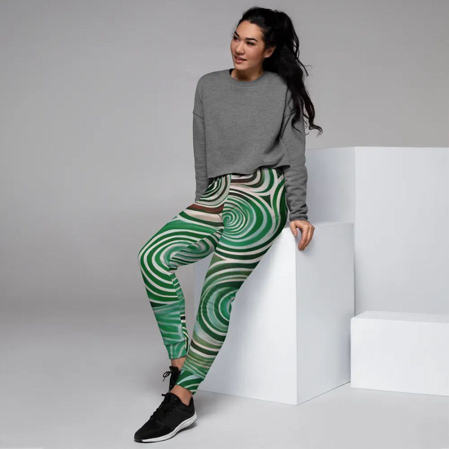 Funky Cool Green Liquid Tie-Dye Women's Joggers product image (3)