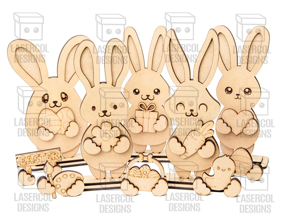 Easter Bunny Set (2 Sizes, 5 Styles)- Laser Cut Files product image (2)