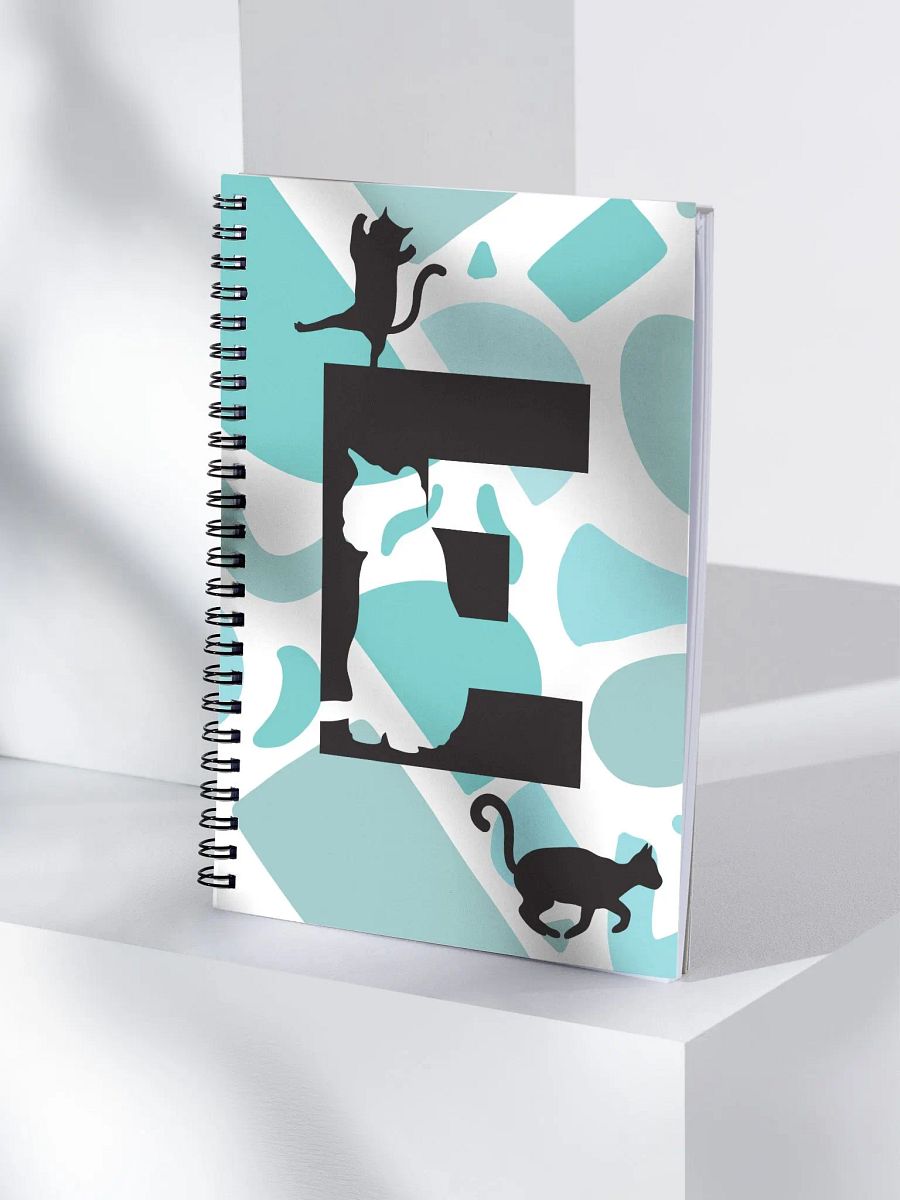 Monogram Letter E Cat Lover Geometric Blues Notebook product image (4)