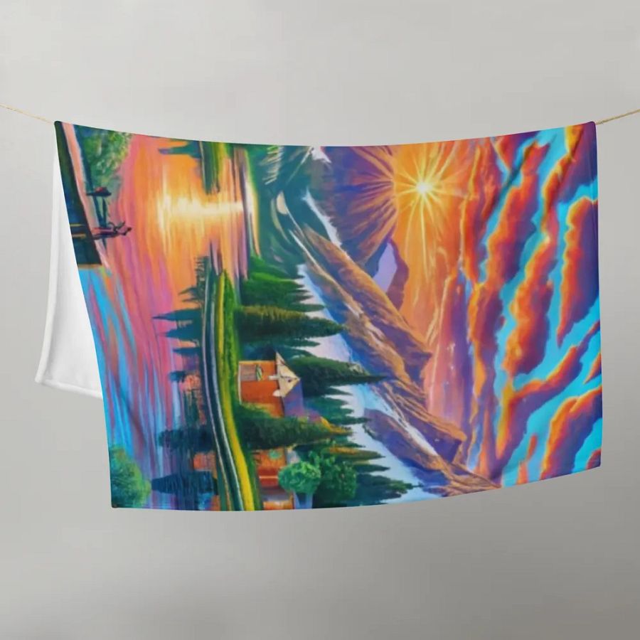 Mountain Lake Cottages Throw Blanket product image (10)