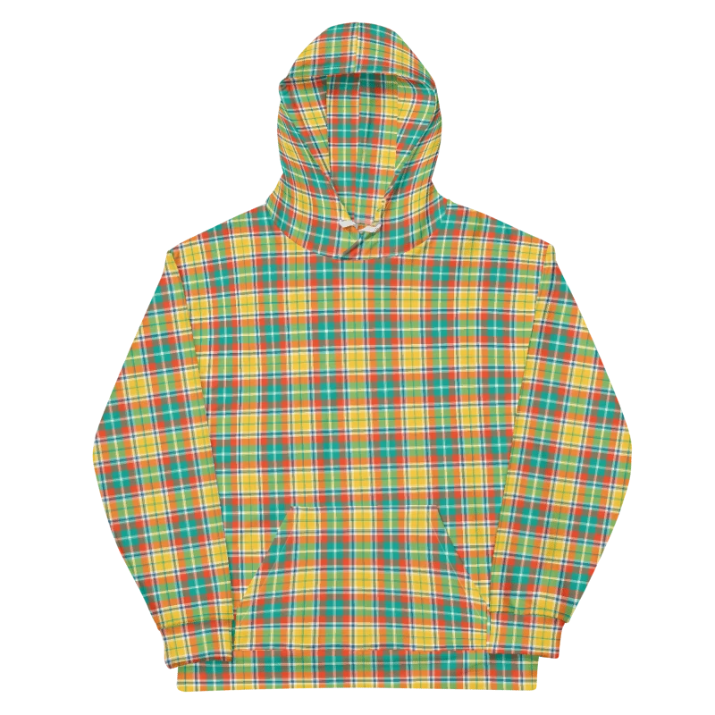 Yellow and Seafoam Green Plaid Hoodie product image (6)