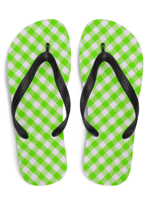 Lime Checkerboard Flip Flops product image (1)