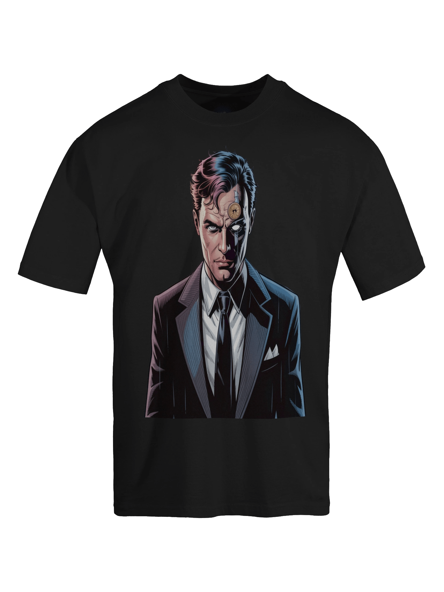 Two-Face Eclipse Portrait Oversized Faded T-Shirt product image (1)
