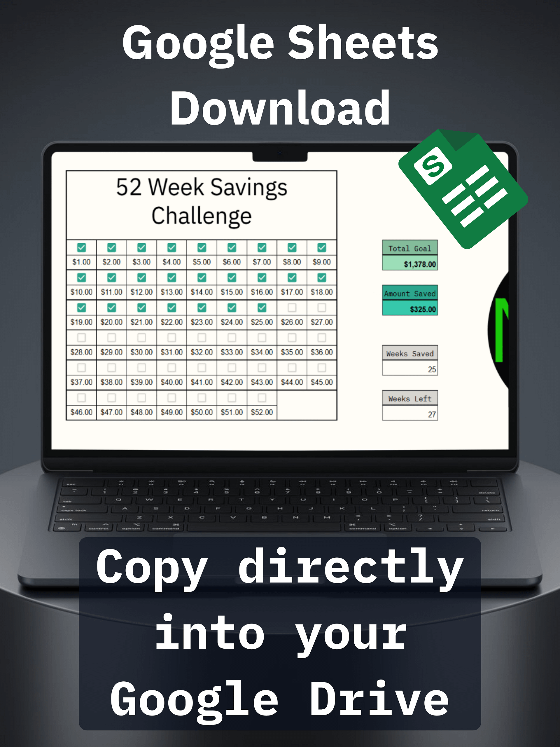 52-Week Savings Challenge FREE Checkbox Tracker product image (3)