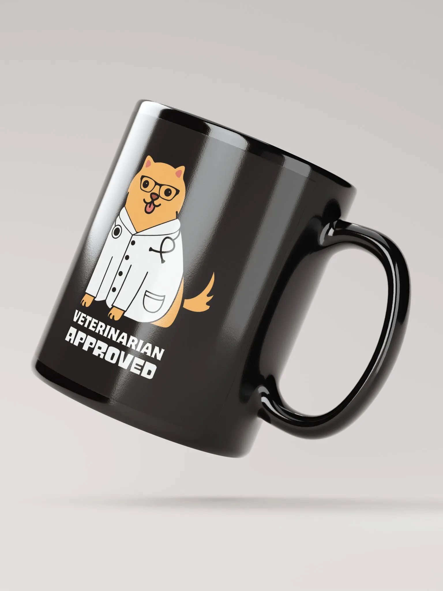 "Veterinarian approbed" black glossy mug product image (3)