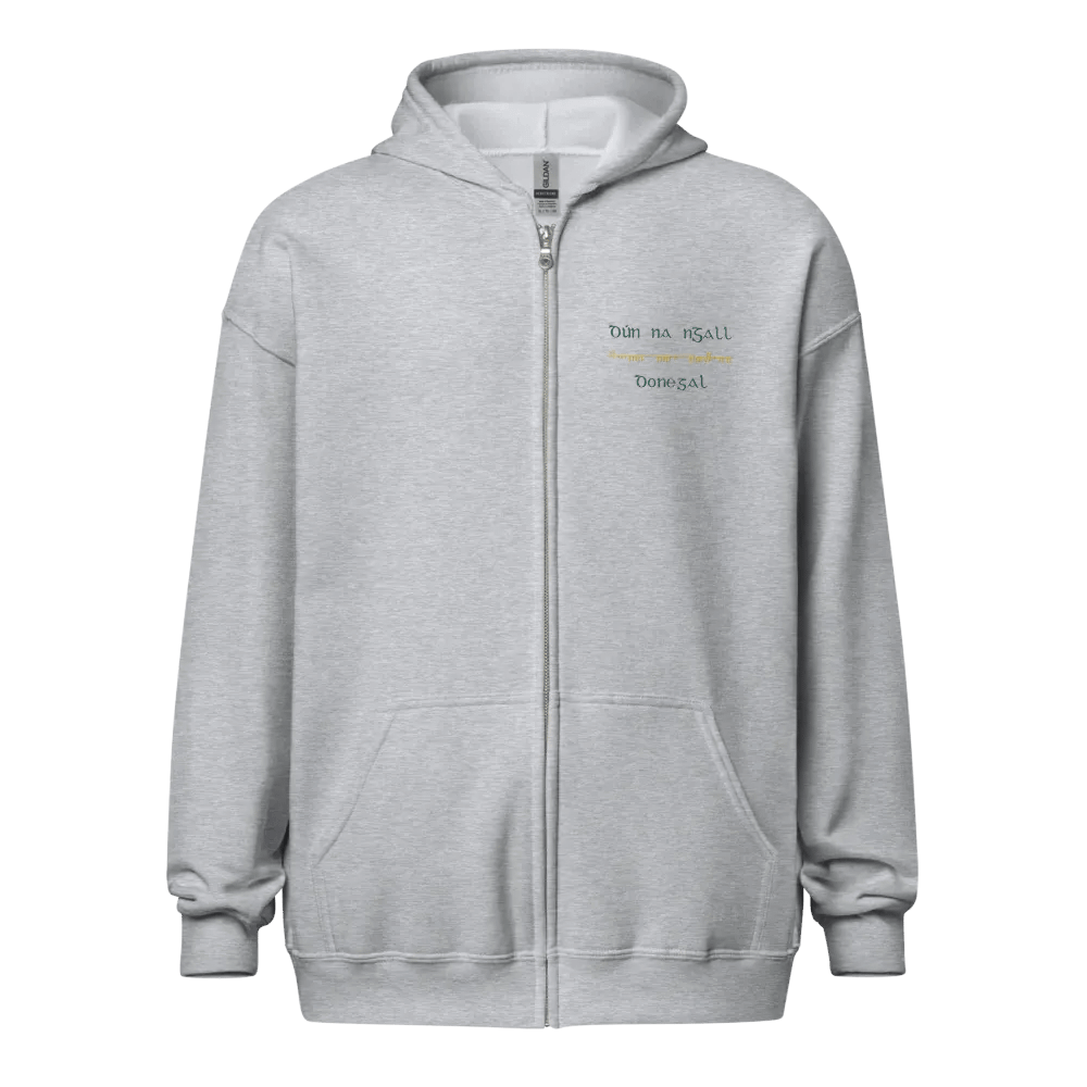 Donegal/Dún na nGall, Scholastic Style Ogham embroidered Zip Hoodie product image (1)