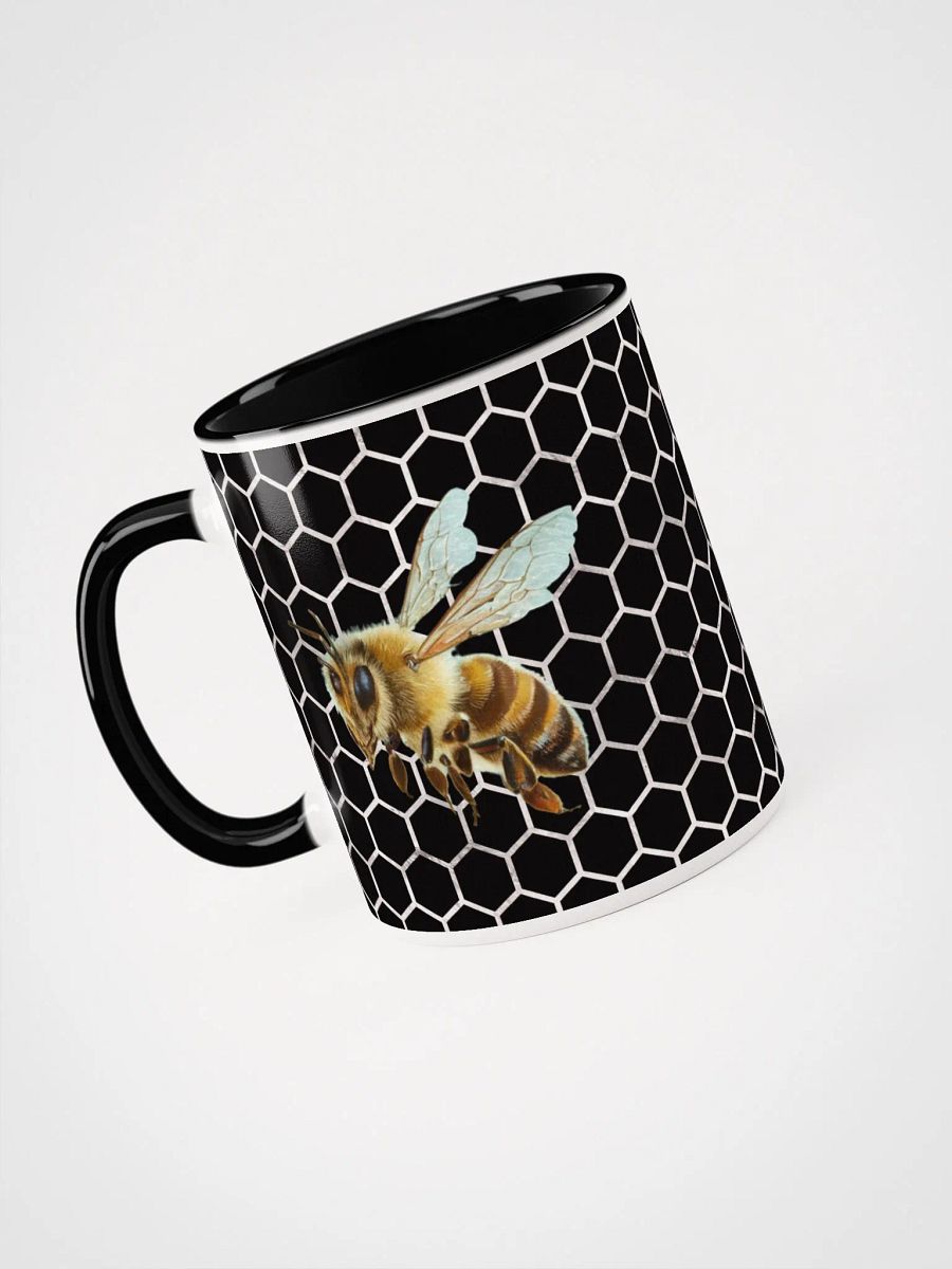 Bees IN Flight On Black Hexagonal Pattern Mug product image (3)