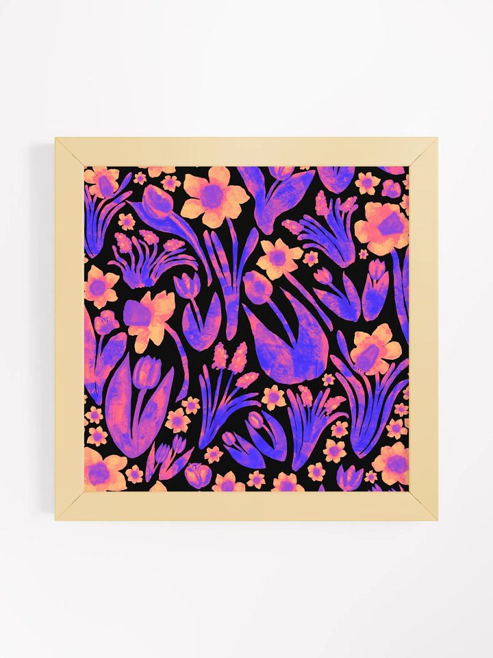 Spring Garden, Pink, Purple, Orange & Blues on Black | Square Print | by Monique Faella Designs™ | Framed Coastal Wall Art | Museum-Quality Print product image (22)