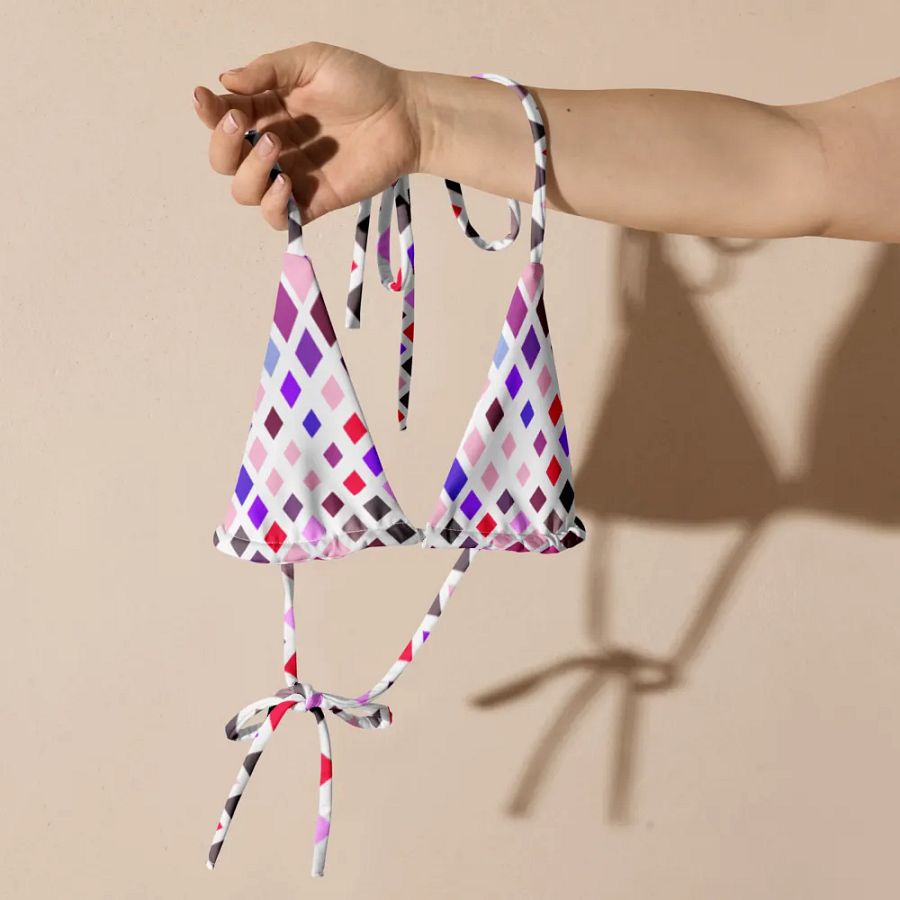 Colorful Square Pattern Design String Bikini Top - v2 product image (5)