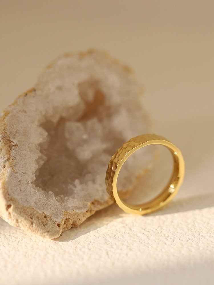 Hammered Texture Band Ring | 18K Gold Plated product image (5)