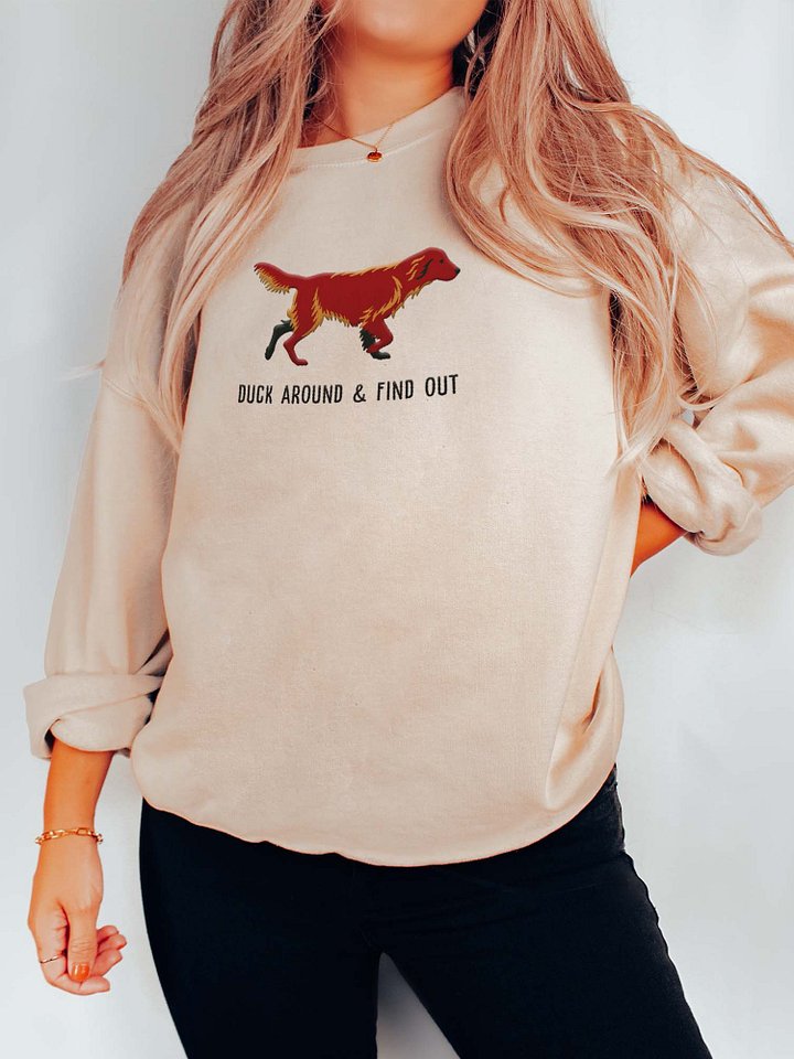 Duck Around and Find Out Sweatshirt (Embroidered) of a Flat Coated Retriever(Chocolate) product image (2)