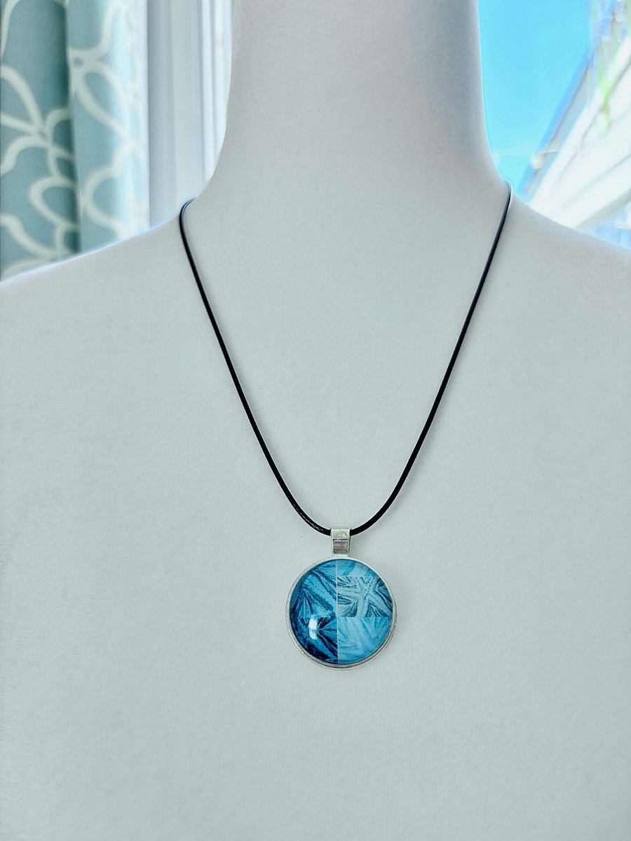 Blue Starfish Print | Handmade Pendant Necklace on a Faux Leather Cord | by Monique Faella Designs™ | MFD-00043 product image (1)